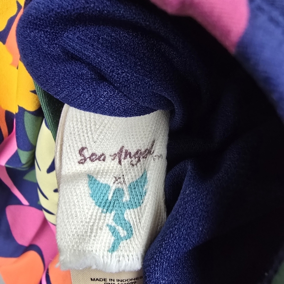 SEA ANGEL One Piece Floral Swim Suit Multicolored Navy Womens Size XL - Picture 7 of 15